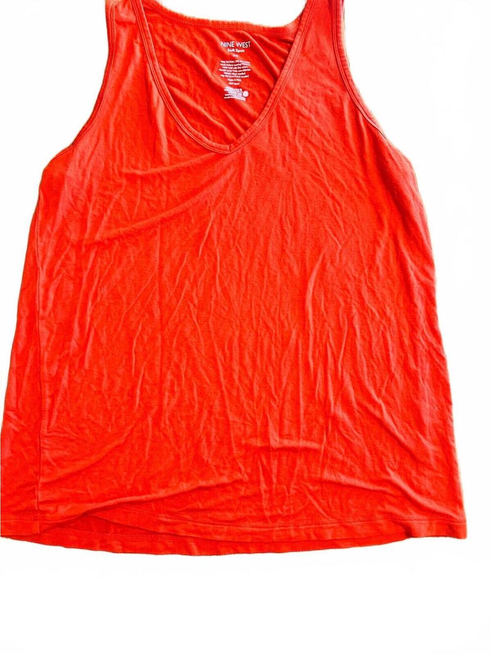 Nine West Soft Spun Orange Rayon Spandex Tank Top Medium